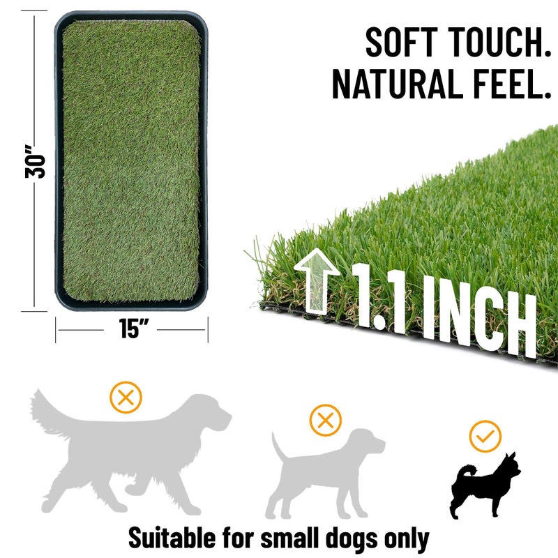 Ottomanson Artificial Grass Puppy Potty Training Pad with Tray, 15" x 30" Reusable Pee Pad for Small Pets and Dogs - Image 5